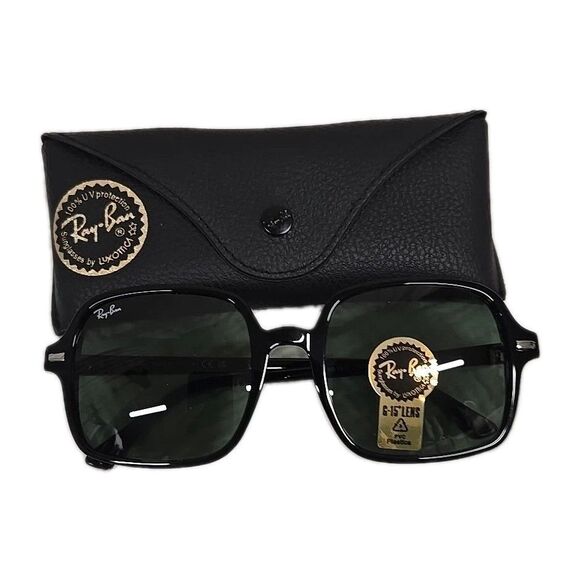 Ray Ban Sunglasses RB 1973 901/31 SQUARE II Frame Italy Black Women’s NEW - Picture 1 of 6